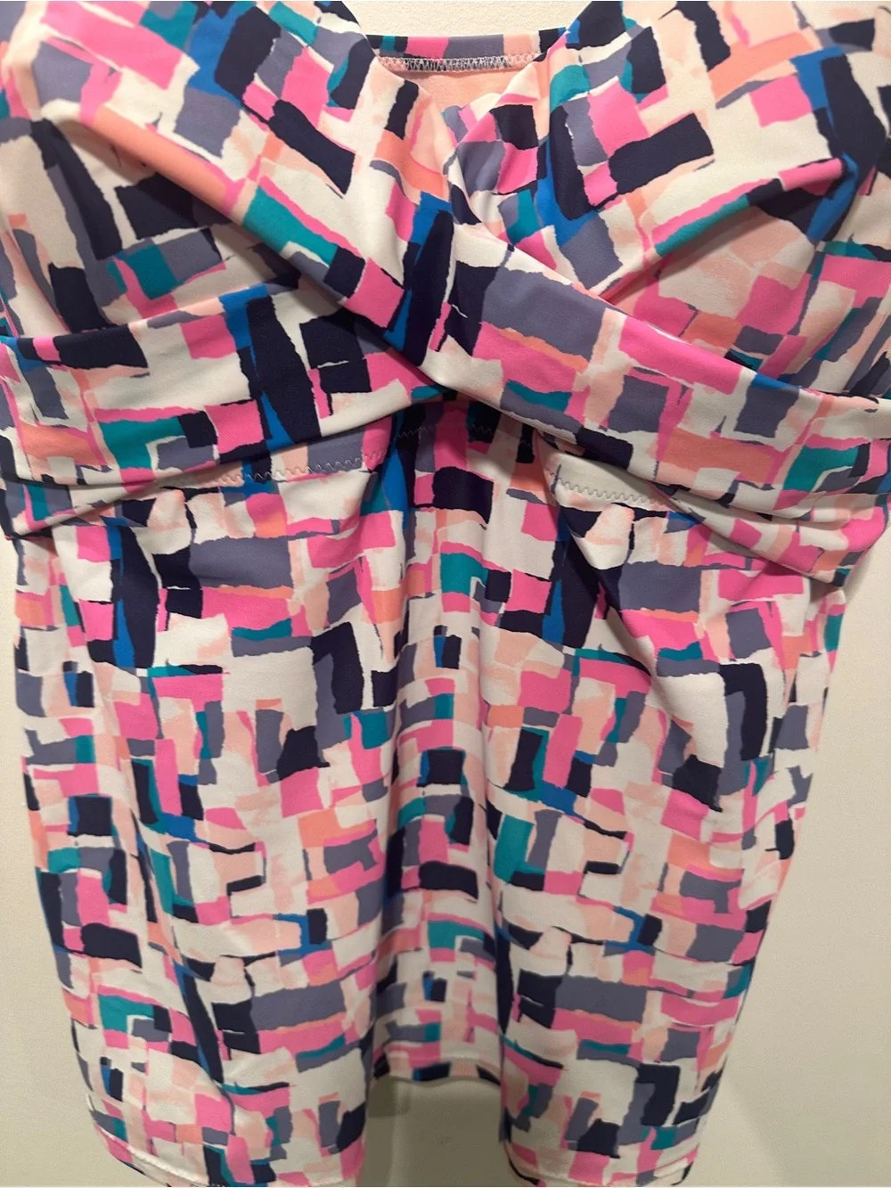 Raisins Pink, Black Teal Abstract Tankini Swim Top 22W